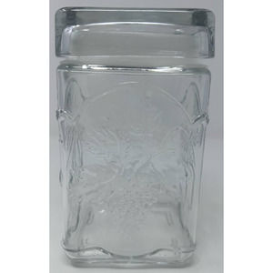 Canada 11 Clear Glass Pressed Fruit Grapes, Pears, Cherries & Apples Canister‎